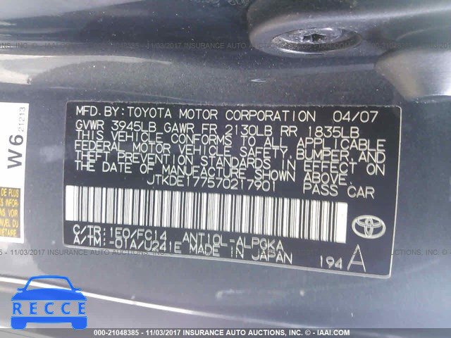 2007 Scion TC JTKDE177570217901 зображення 8