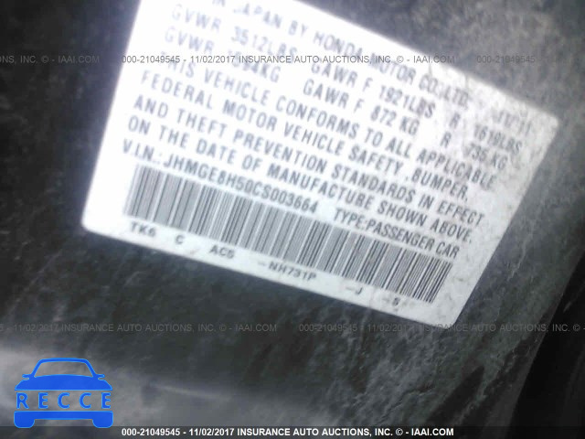 2012 Honda FIT SPORT JHMGE8H50CS003664 image 8