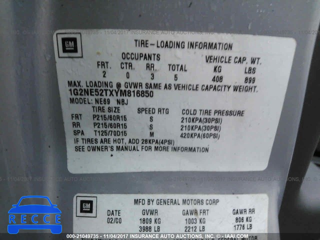 2000 Pontiac Grand Am SE 1G2NE52TXYM816850 image 8