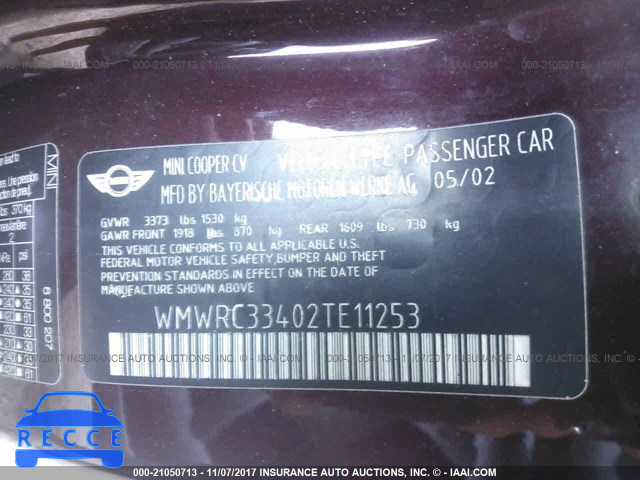 2002 Mini Cooper WMWRC33402TE11253 image 8