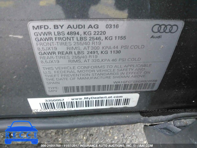 2016 Audi Q3 PRESTIGE WA1GFCFS5GR020588 зображення 8