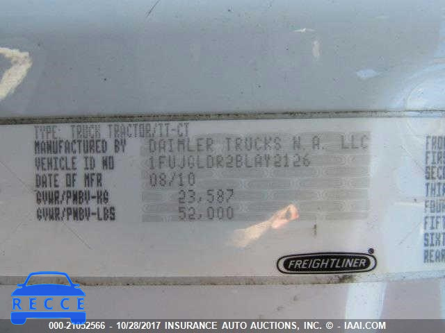 2011 FREIGHTLINER CASCADIA 125 1FUJGLDR2BLAY2126 image 8