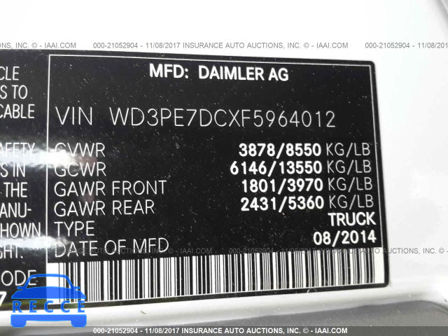 2015 MERCEDES-BENZ SPRINTER 2500 WD3PE7DCXF5964012 image 8