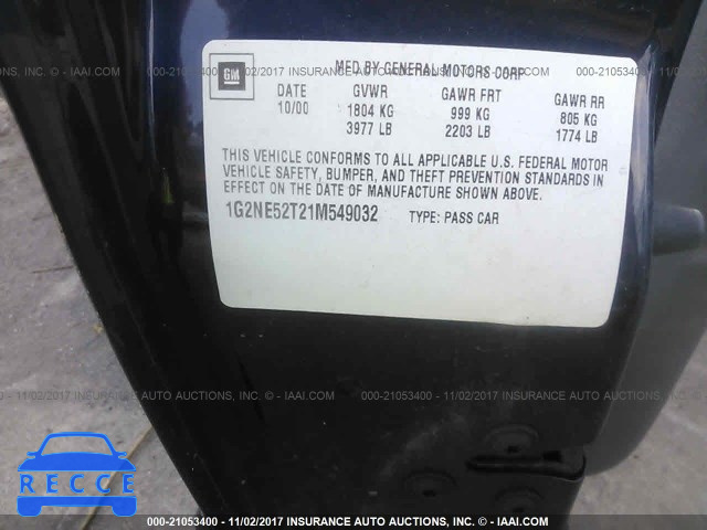 2001 Pontiac Grand Am SE 1G2NE52T21M549032 image 8