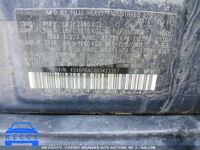 2011 Subaru Outback 2.5I 4S4BRBAC6B3423357 image 8