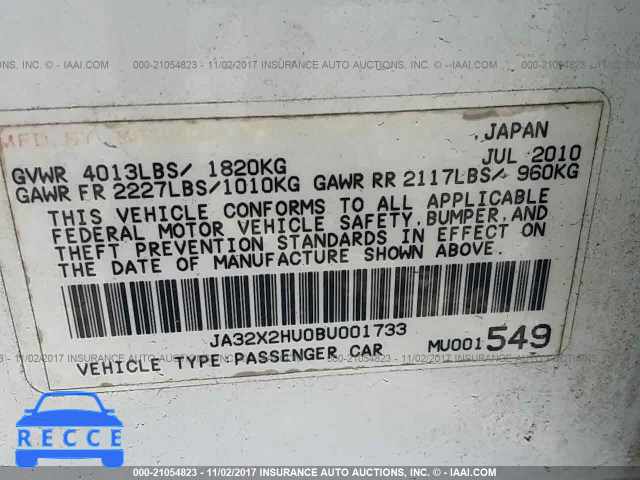 2011 Mitsubishi Lancer ES/ES SPORT JA32X2HU0BU001733 image 8