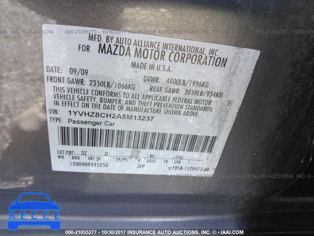 2010 Mazda 6 1YVHZ8CH2A5M13237 зображення 8