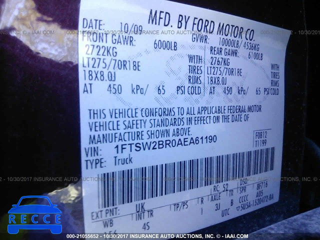 2010 Ford F250 1FTSW2BR0AEA61190 image 8