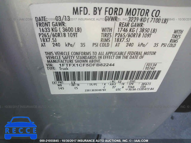 2013 Ford F150 1FTFX1CF5DFB82244 зображення 8
