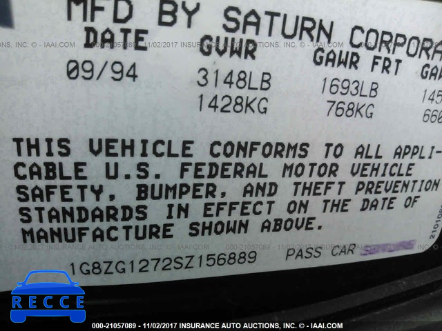 1995 Saturn SC2 1G8ZG1272SZ156889 image 8