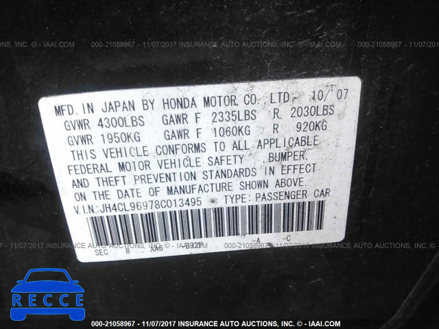 2008 Acura TSX JH4CL96978C013495 image 8