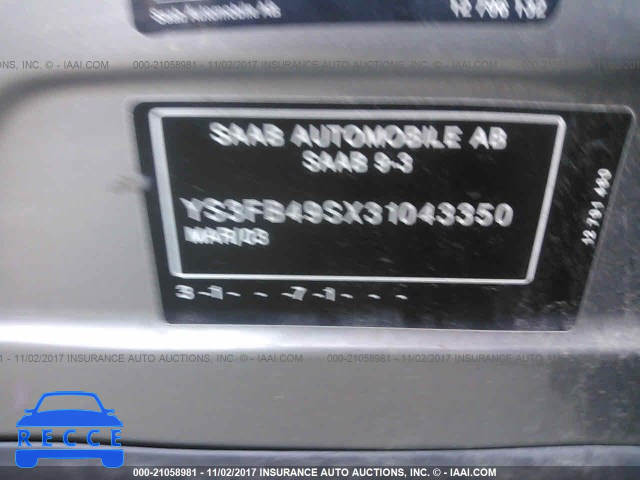 2003 Saab 9-3 LINEAR YS3FB49SX31043350 image 8