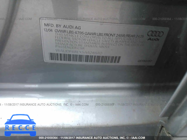 2005 Audi A4 2.0T QUATTRO WAUDF68EX5A426540 image 8