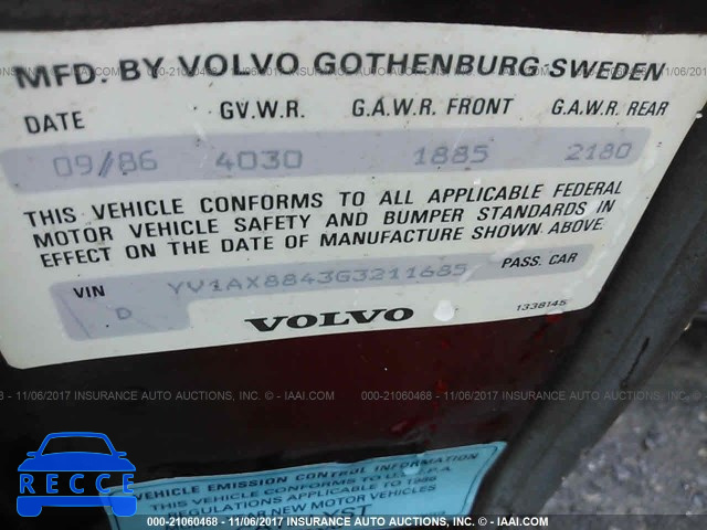 1986 Volvo 244 DL/GL YV1AX8843G3211685 зображення 8