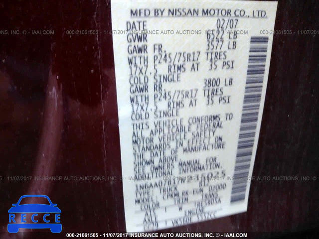 2007 Nissan Titan XE/SE/LE 1N6AA07B17N235025 image 8