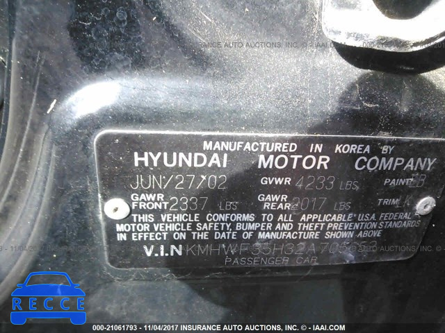 2002 Hyundai Sonata GLS/LX KMHWF35H32A705652 image 8