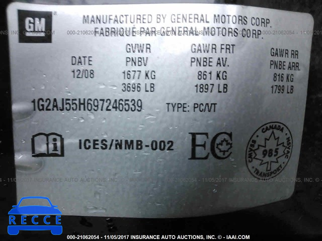 2009 Pontiac G5 1G2AJ55H697246539 image 8