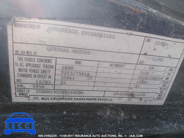 1994 Chevrolet Astro 1GBDM19Z2RB149500 image 8