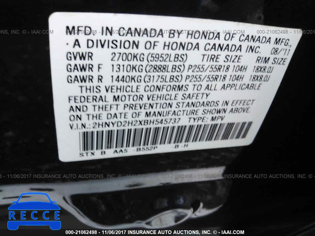2011 Acura MDX 2HNYD2H2XBH545737 image 8