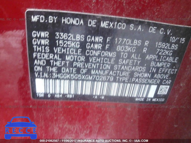 2016 Honda FIT LX 3HGGK5G5XGM702679 image 8