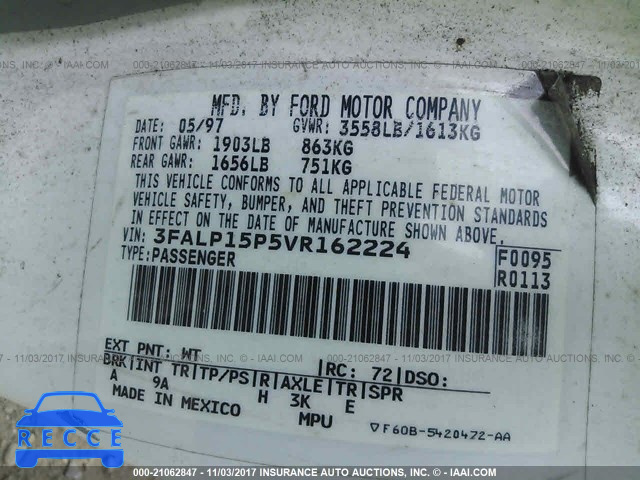 1997 Ford Escort LX 3FALP15P5VR162224 image 8