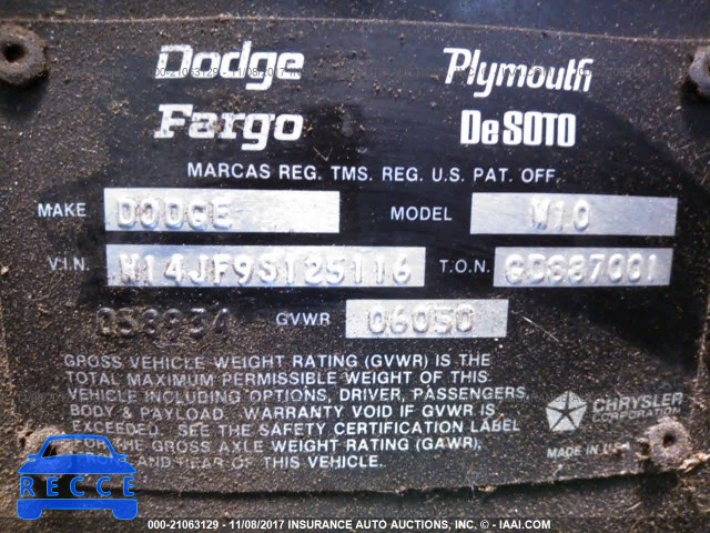 1979 DODGE D150 W14JF9S125116 зображення 8