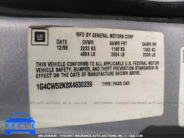 1999 Buick Park Avenue 1G4CW52K8X4630239 image 8