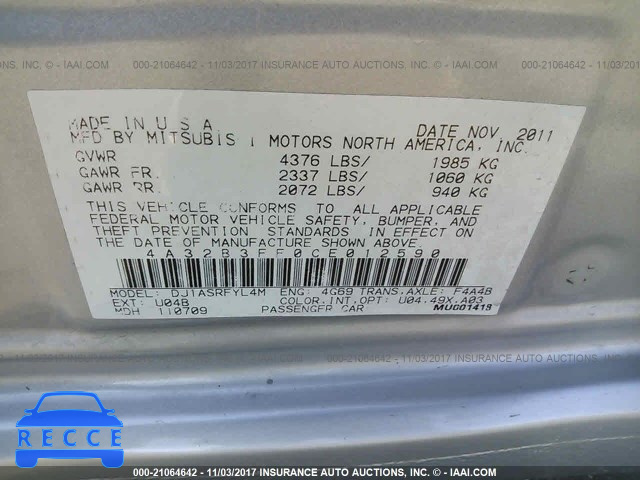 2012 Mitsubishi Galant ES/SE 4A32B3FF0CE012590 image 8