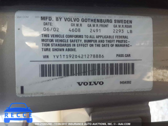 2002 Volvo S80 YV1TS92D421278886 image 8