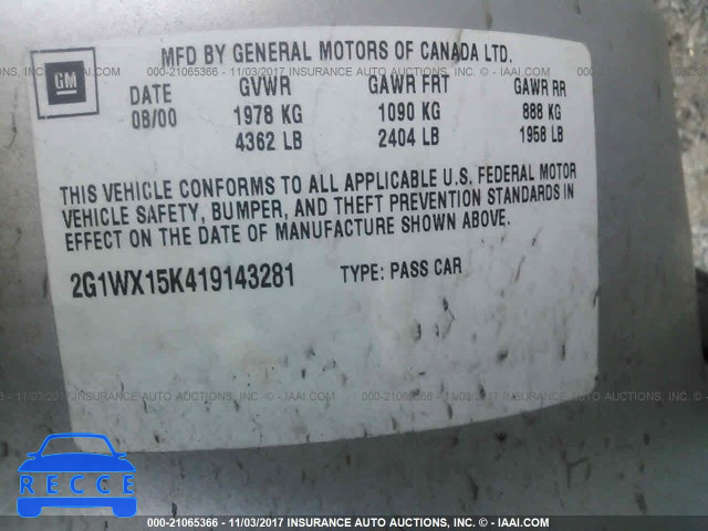 2001 Chevrolet Monte Carlo SS 2G1WX15K419143281 зображення 8