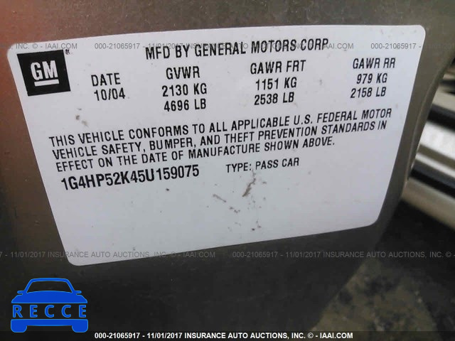 2005 Buick Lesabre 1G4HP52K45U159075 Bild 8