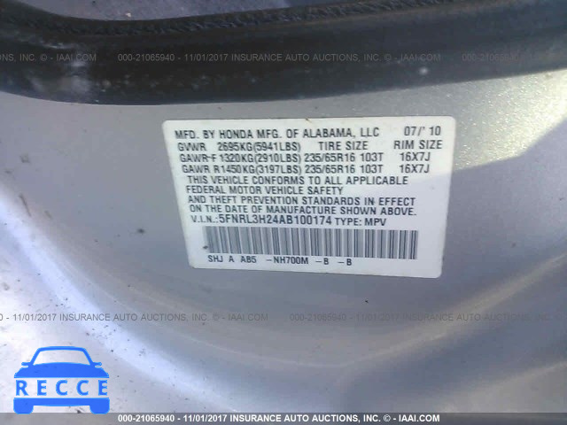 2010 Honda Odyssey LX 5FNRL3H24AB100174 image 8