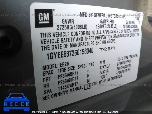 2006 Cadillac SRX 1GYEE637360156040 image 8