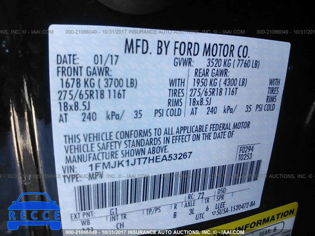 2017 FORD EXPEDITION 1FMJK1JT7HEA53267 image 8