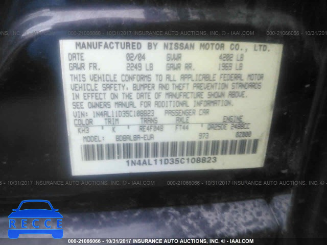 2005 Nissan Altima 1N4AL11D35C108823 зображення 8