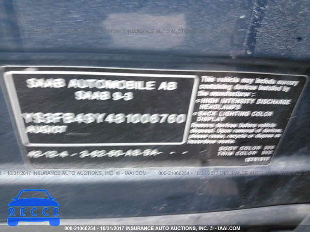 2008 Saab 9-3 2.0T YS3FB49Y481006760 image 8