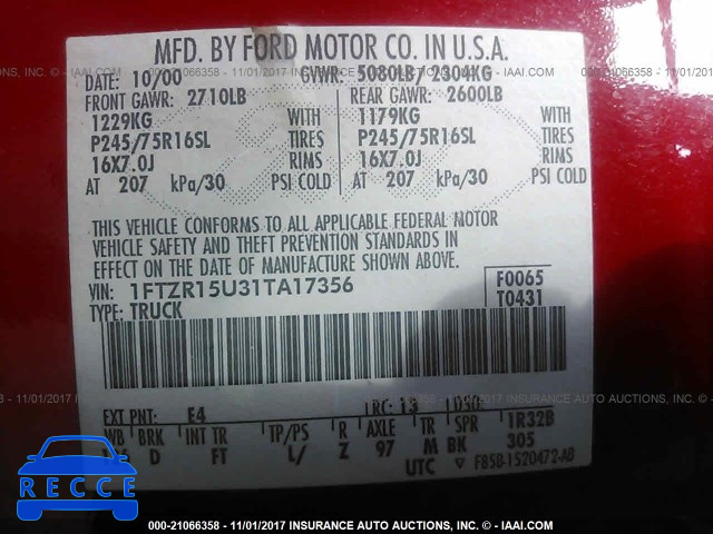 2001 Ford Ranger 1FTZR15U31TA17356 image 8