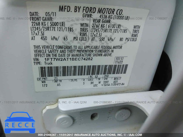 2011 Ford F250 1FT7W2AT1BEC74282 зображення 8