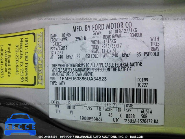 2006 Ford Explorer 1FMEU63886UA34523 image 8