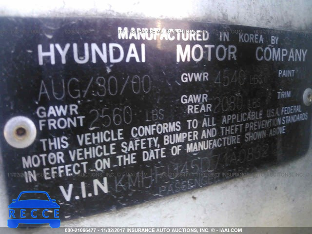 2001 Hyundai XG 300 KMHFU45D71A083211 Bild 8