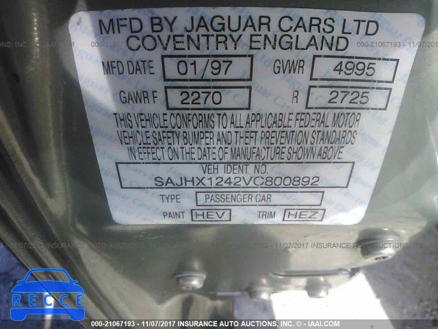 1997 Jaguar XJ6 SAJHX1242VC800892 image 8
