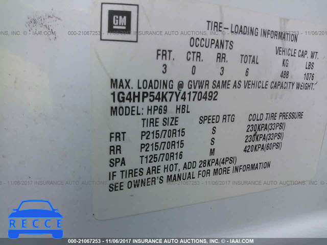 2000 Buick Lesabre CUSTOM 1G4HP54K7Y4170492 image 8