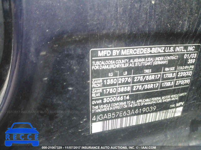 2003 Mercedes-benz ML 350 4JGAB57E63A419039 image 8