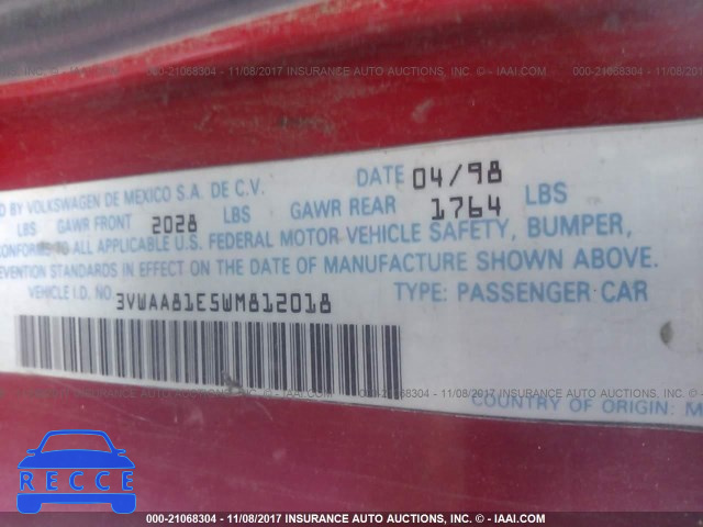1998 Volkswagen Cabrio 3VWAA81E5WM812018 image 8