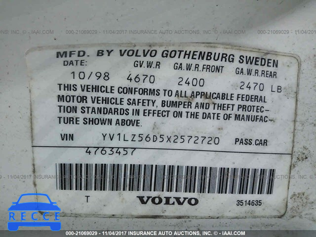 1999 VOLVO V70 XC YV1LZ56D5X2572720 Bild 8