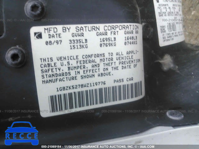 1998 Saturn SL2 1G8ZK5278W7119776 image 8
