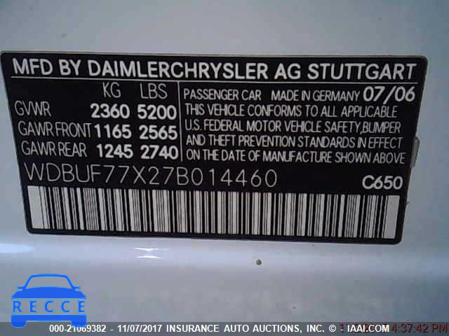 2007 Mercedes-benz E WDBUF77X27B014460 image 8