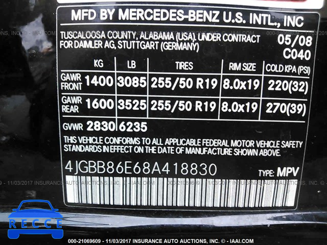 2008 Mercedes-benz ML 350 4JGBB86E68A418830 image 8