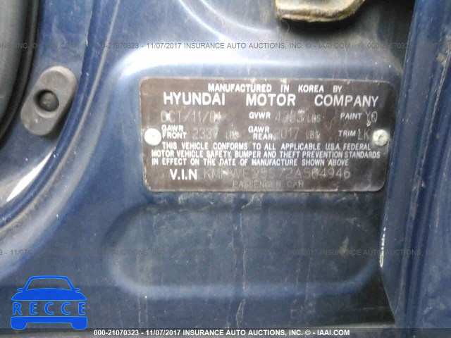 2002 Hyundai Sonata GL KMHWF25S72A564946 Bild 8