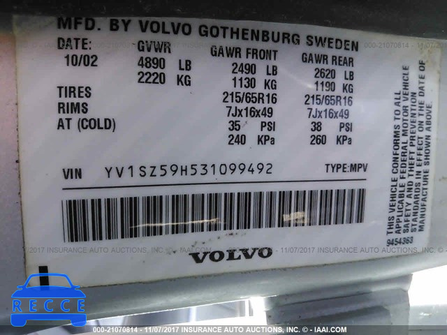 2003 Volvo XC70 YV1SZ59H531099492 image 8